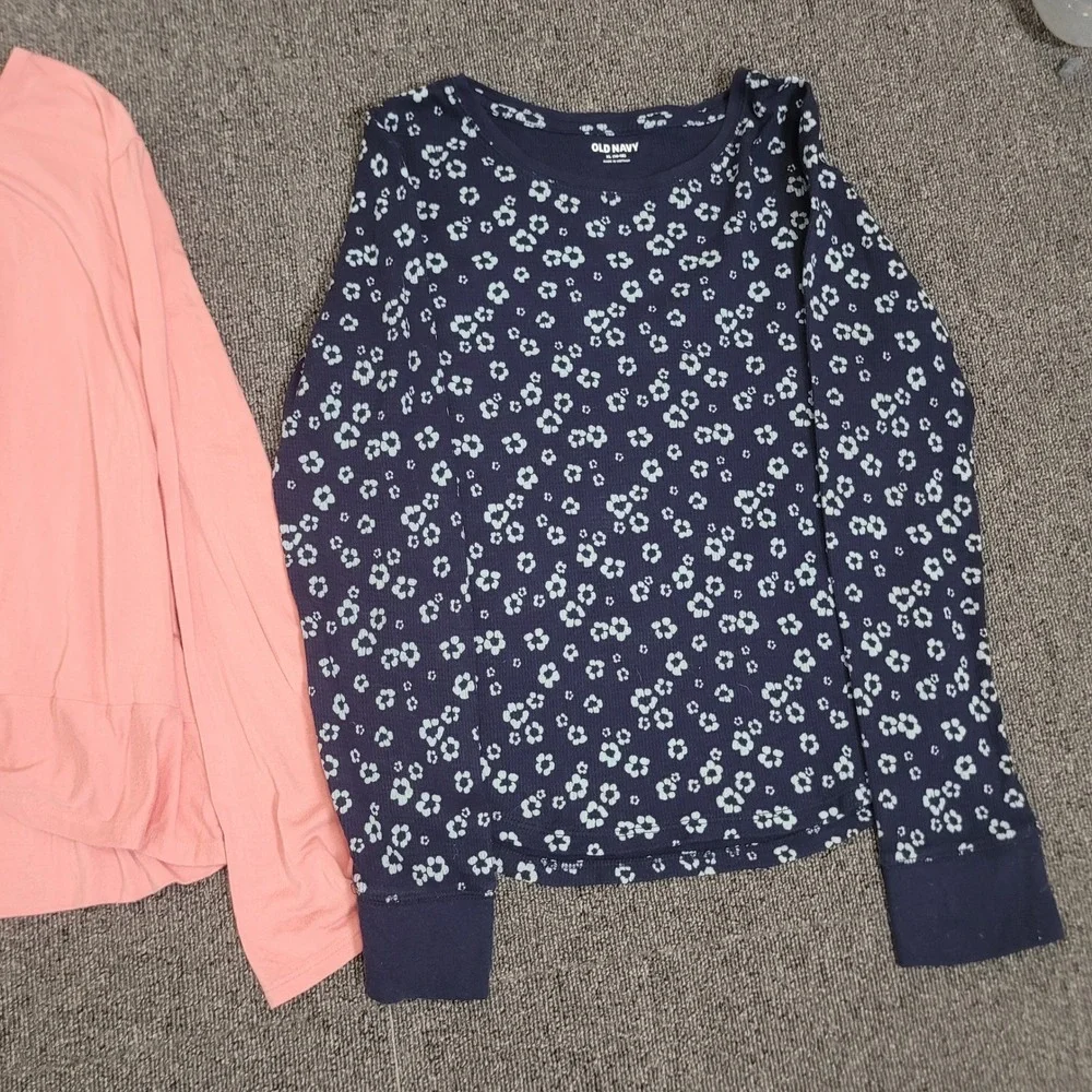 Old Navy Wonder Nation XL 14-16 Long Sleeve Tops Girls Bow Floral Twist 3pc Lot